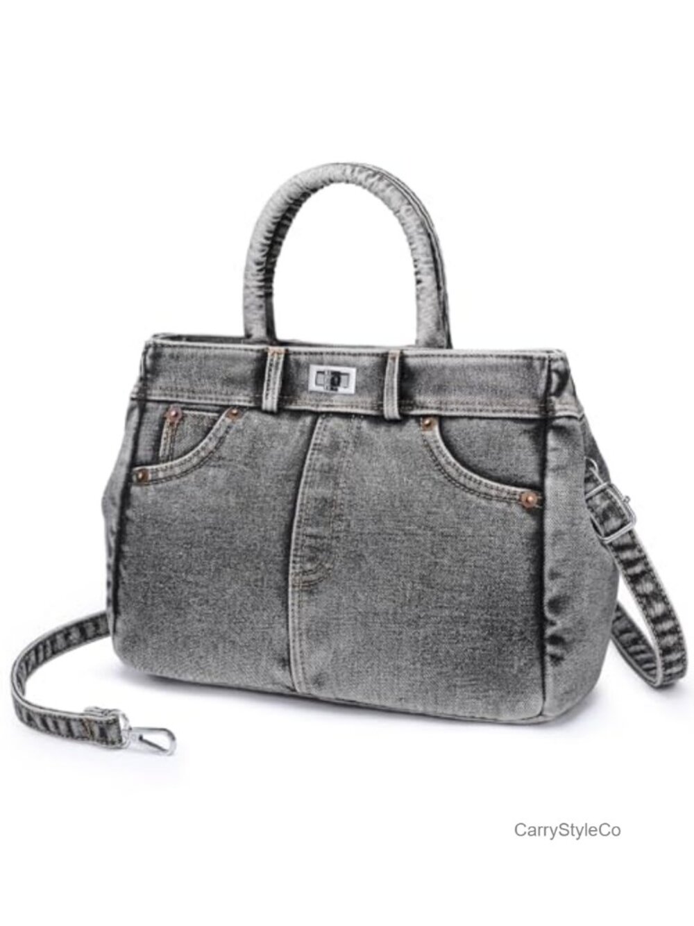 Denim Satchel Crossbody Shoulder Bag Convertible Tote Handbag